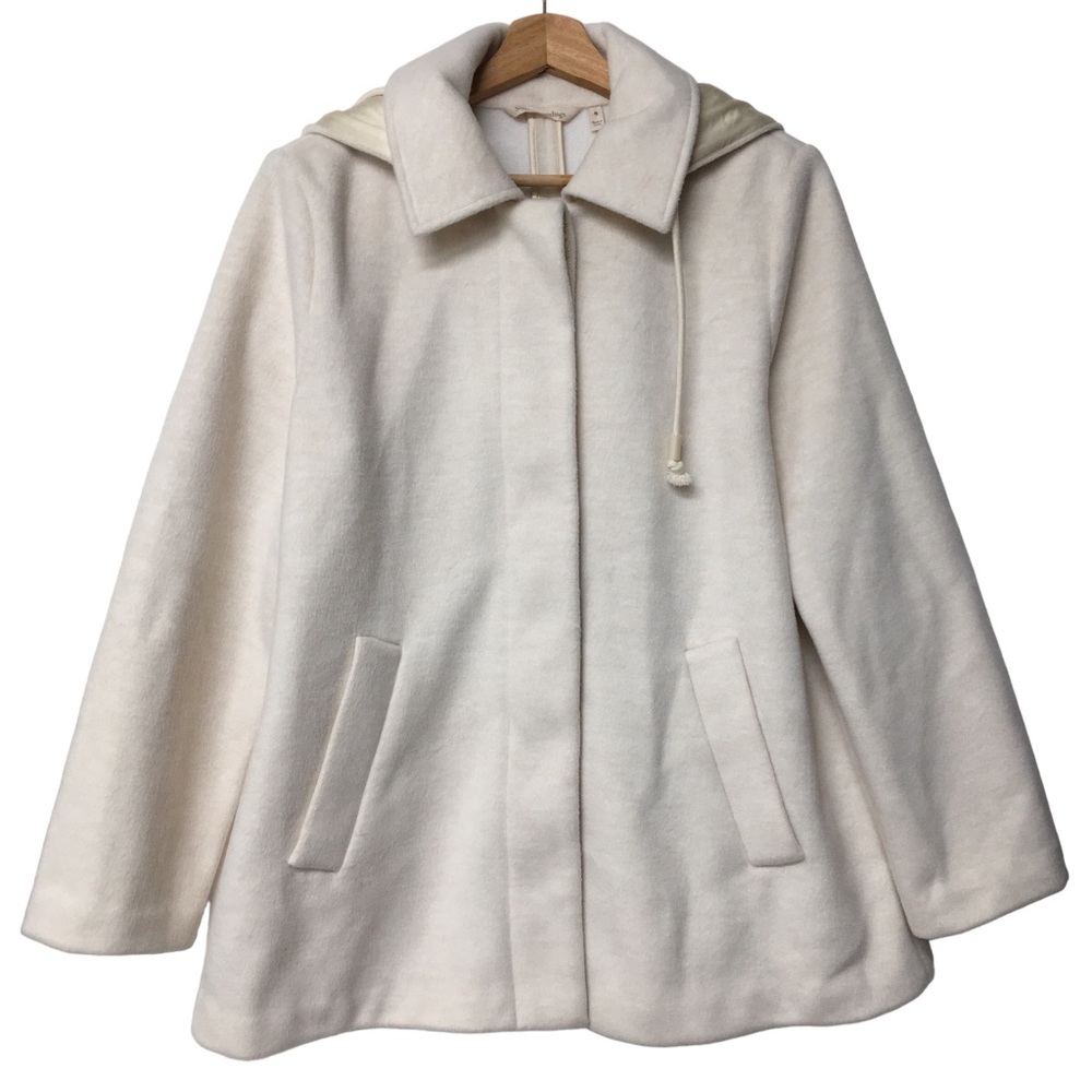 Soft Surroundings Torrente Fleece Hooded Jacket Coat Cream Ivory Medium - Picture 3 of 16
